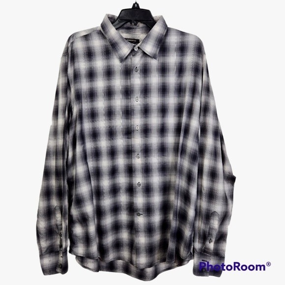 John Varvatos Other - JOHN VARVATOS Black and Gray Plaid Lightweight Button Down Shirt